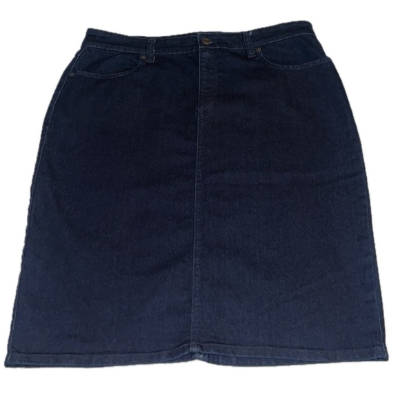 Banana Republic Dark Blue Wash Denim Skirt Size 14 - Picture 1 of 9